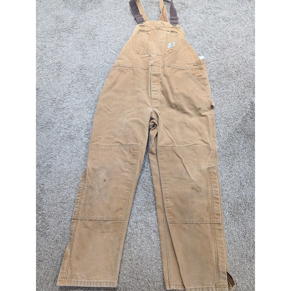 VTG Carhartt R05 BRN Overall Men's 44x30 Duck Canvas Double Front Knee USA Made